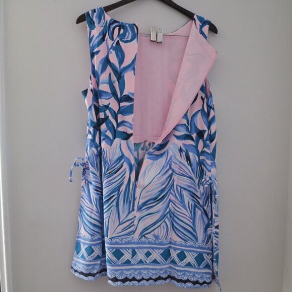 NWT Lilly Pulitzer Donna Engineered Romper Size 16 Blue Pink Tropics Tint Print - Picture 10 of 11